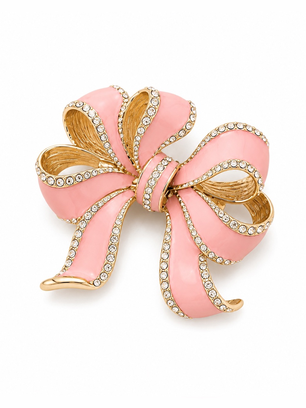 Elegant Pink Bow Crystal Brooch - Women Jewelry